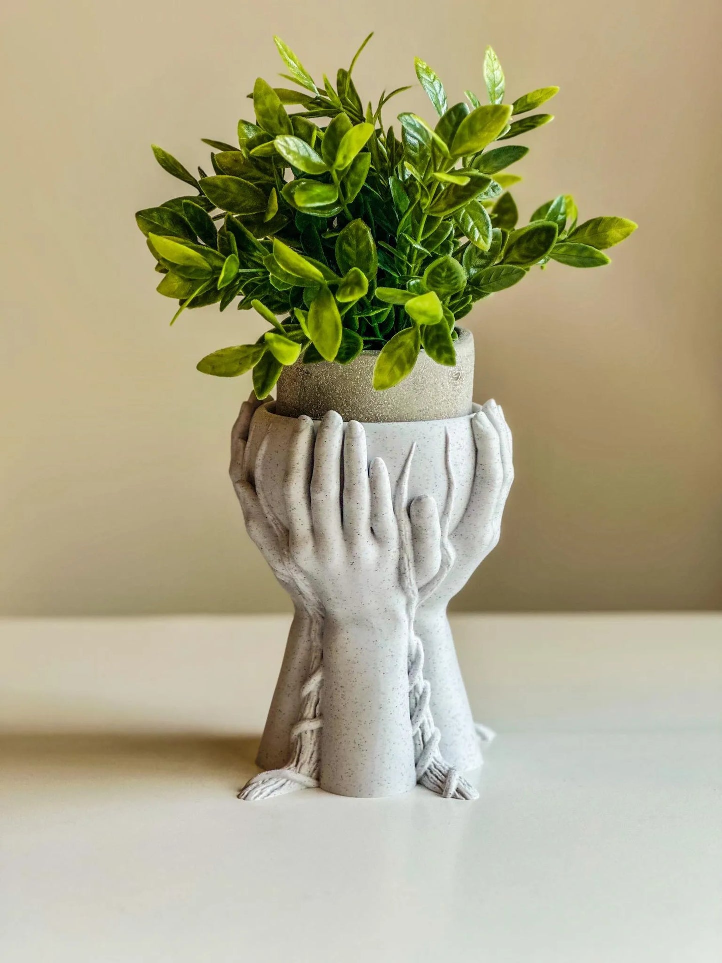 4 Hands With Roots Holding Bowl Planter