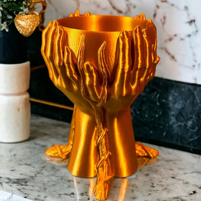 4 Hands With Roots Holding Bowl Planter