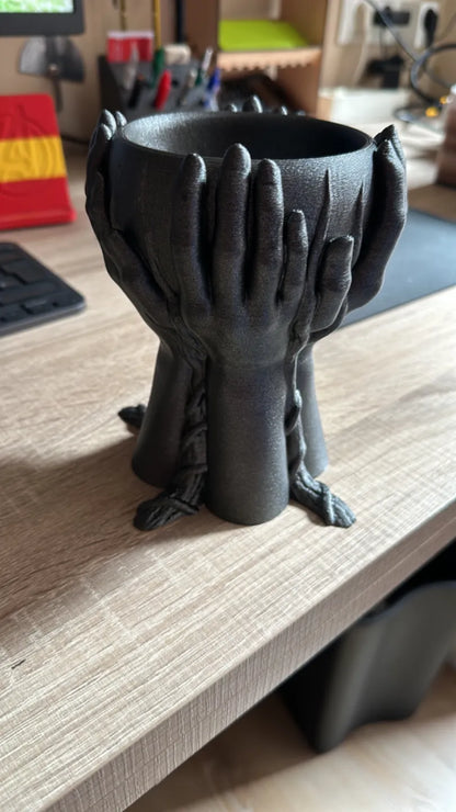 4 Hands With Roots Holding Bowl Planter