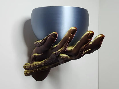 Hand with Roots and Bowl Wall Planter
