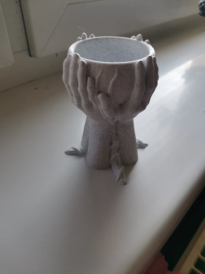 4 Hands With Roots Holding Bowl Planter