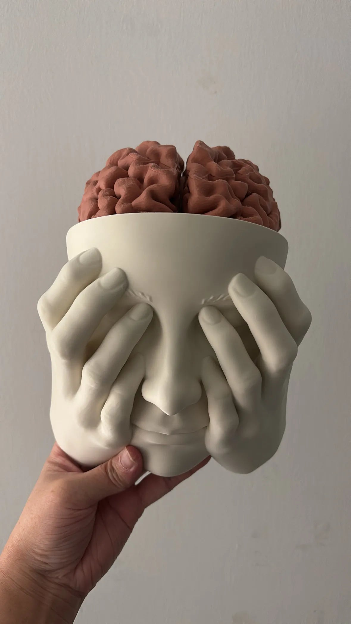 Woman Covering Face Wall Planter