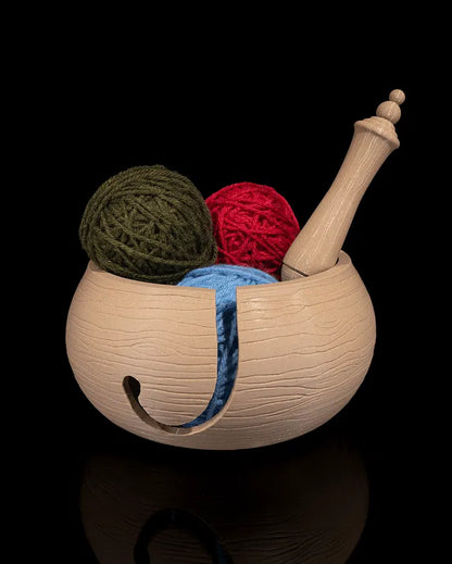 Wooden Look Kit Yarn Bowl and Hook Case