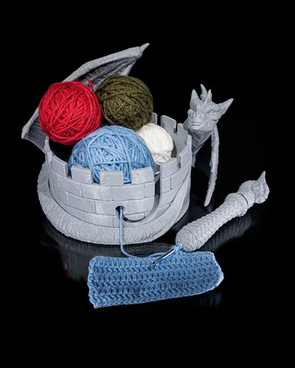 Dragon Yarn Keeper Yarn Bowl and Dragon Hook Case