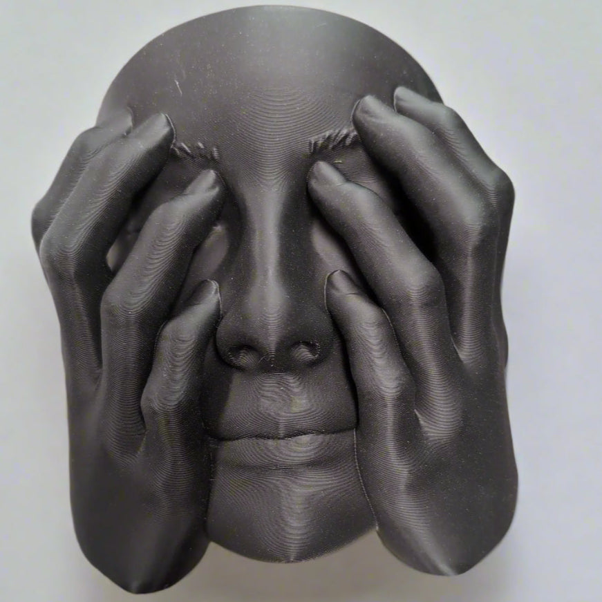Woman Covering Face Wall Planter